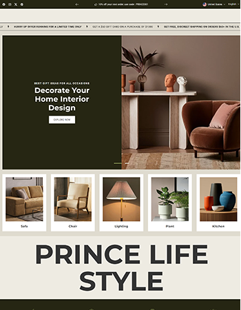 家居内饰相关产品，包括沙发、椅子、灯具、植物、陶器等