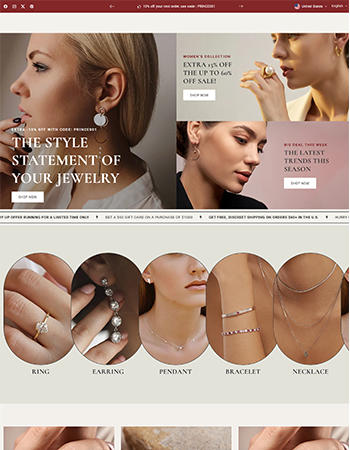 各类珠宝首饰，包括戒指、耳环、吊坠、手链、项链等。