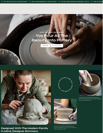 手工陶器制品，强调为现代家庭设计