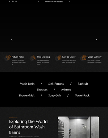 浴室相关产品，如洗手盆、水龙头、浴缸、镜子等卫浴设施