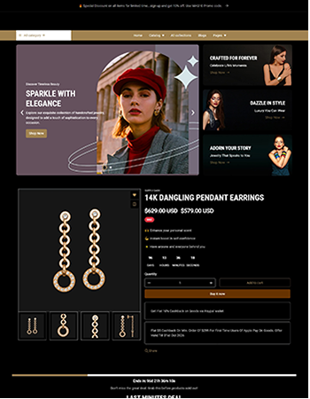 珠宝首饰，如 14K 金耳坠等。