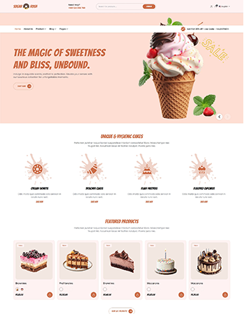 各类甜点，涵盖甜甜圈、纸杯蛋糕、 冰淇淋、糕点等品类