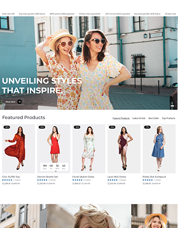 女士时尚服饰，涵盖连衣裙、上衣、短裤等