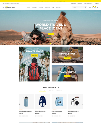 旅行用品、衣服、相机